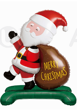 Papai Noel em pé com saco de presentes granel