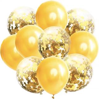 Kit Decoração Balão Bexiga Confete / Metálico - 10 Unidades